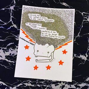 Original EGO BLOAT stars crazy cute skull poetry poster drawing
